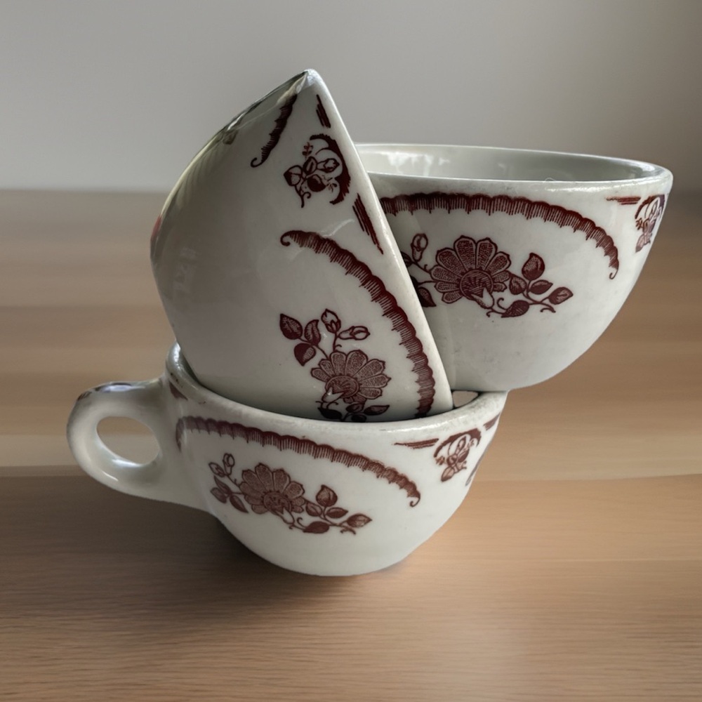 Shenango China Chardon Rose Coffee Cups